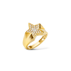 Signet Star Ring - 14 karat gold ring for women