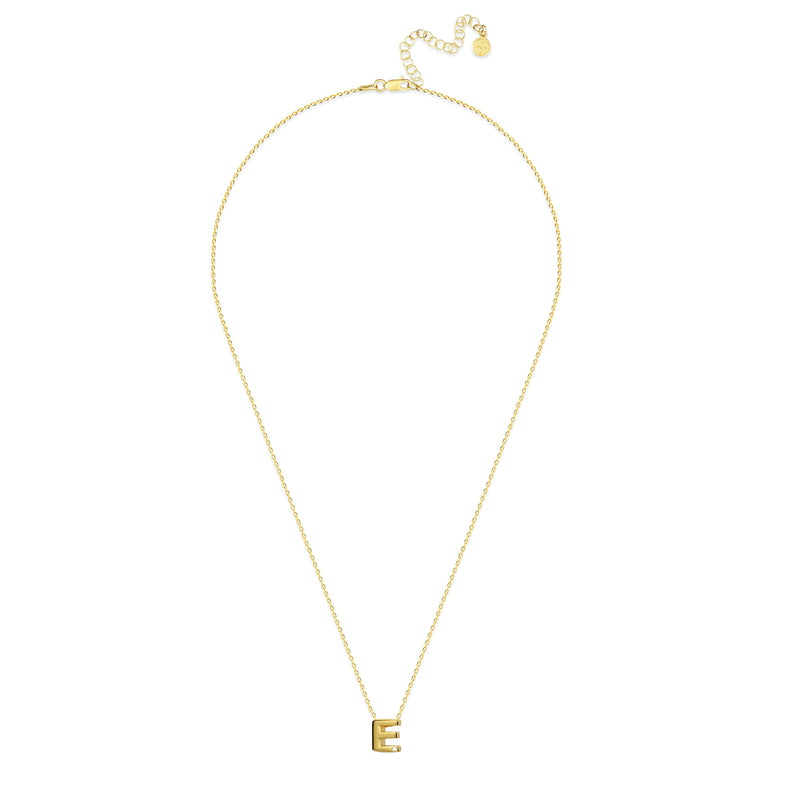 Diamond Letter Necklace "E" - 18 karat gold vermeil on sterling silver, diamond 0.01 carat