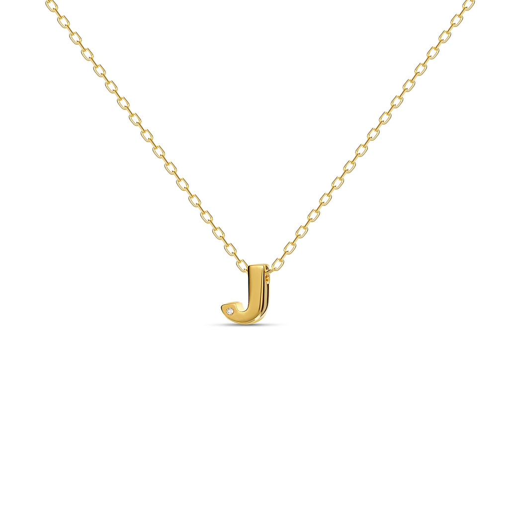 14kt Yellow Gold Letter J 1/8 ct Diamond 16in Necklace JJ67311YJ