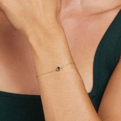 Enamel Moon Diamond Bracelet - 14 karat gold bracelet, diamond 0.02ct, handpainted Enamel
