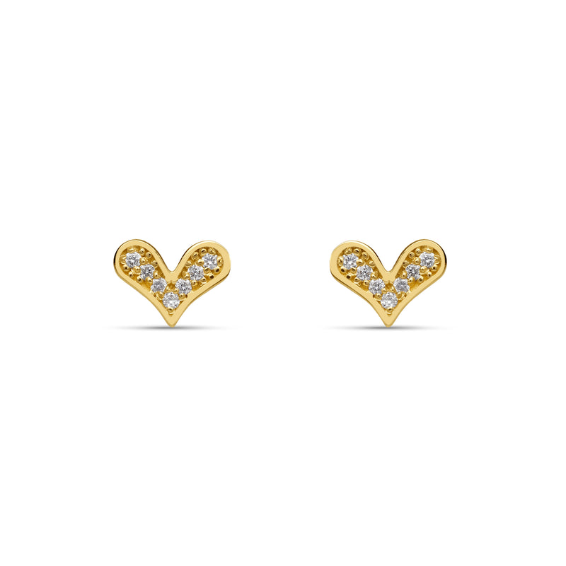 Diamond Heart Earrings - 14 karat gold diamond earrings, diamonds 0.10ct