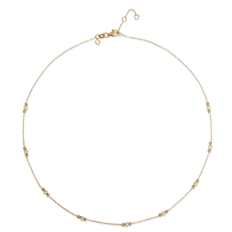 Pearl Necklace  - 14 karat gold real pearl necklace, freshwater pearl