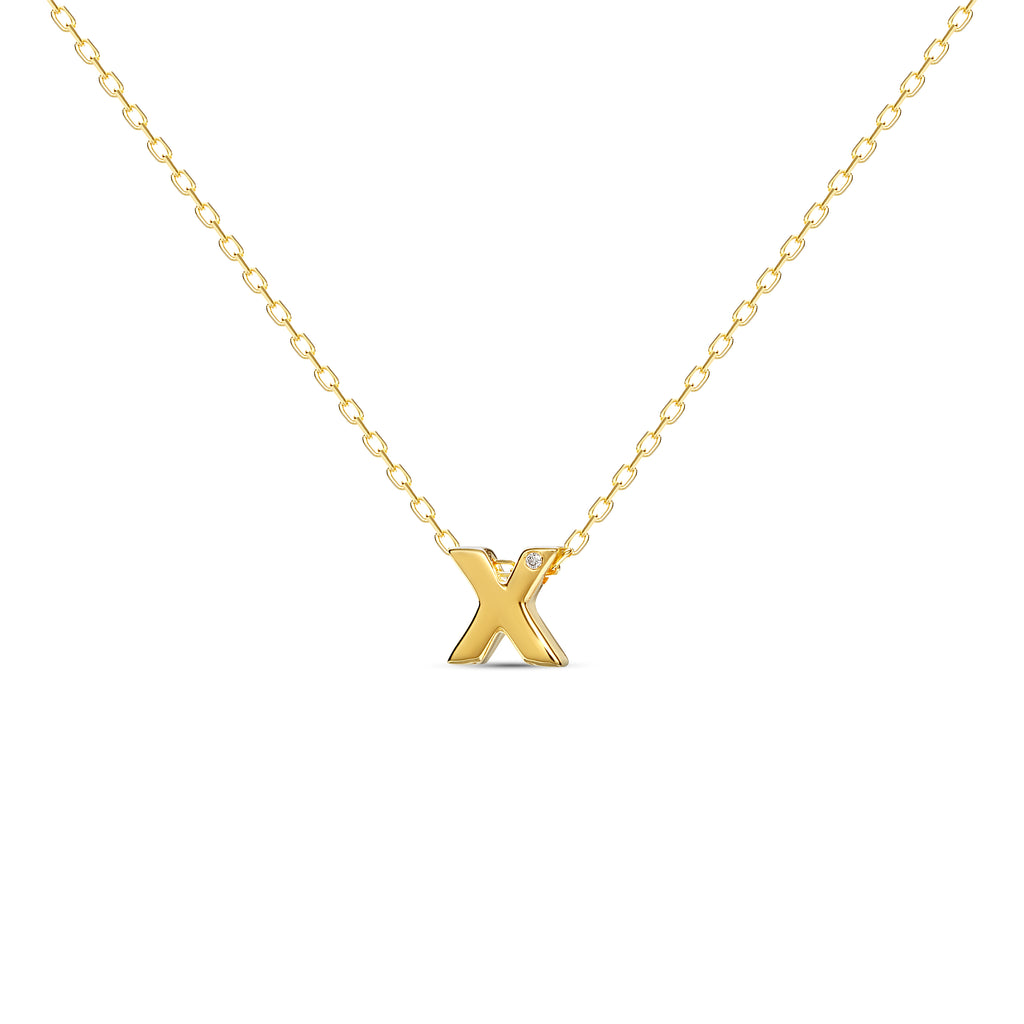 新品・未使用Har 18金M Initial ダイヤモンドnecklace Initial Stamp M Necklace Adjustable 41-46cm/16-18' in 18k Gold