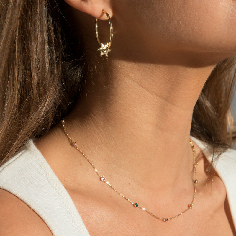 Rainbow Bezel - Set Stone Necklace - 14 karat gold necklace for women, zirconia stones