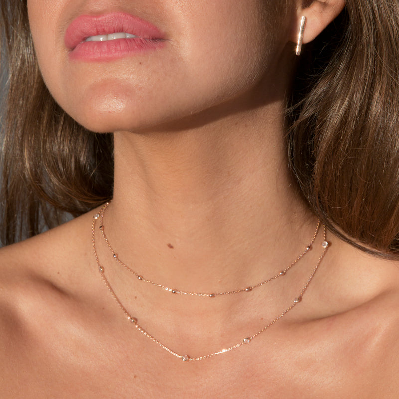 Bezel - Set Stone Necklace - 14 karat gold necklace for women, zirconia stones